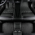 Custom Colors Car Floor Mats Black Pink for 99.9% Sedan SUV Sports， All-Weather Liners Car Floor mat，Luxury Leather Automotive Floor Mats (Black White,3D Floor Mats)