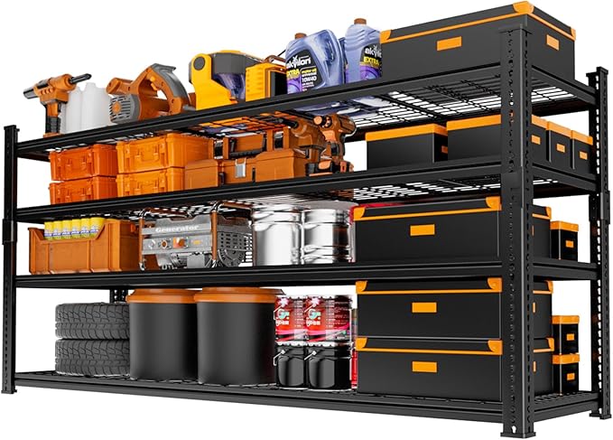 Storage Shelves Heavy Duty 2 PCS, 60"L x 24"W x 60"H Garage Wire Shelving Unit Loads 2640LBS, 4-tier Adjustable Metal Industrial Utility Shelf Rack for Kitchen, Laundry, Pantry, Warehouse, Basement