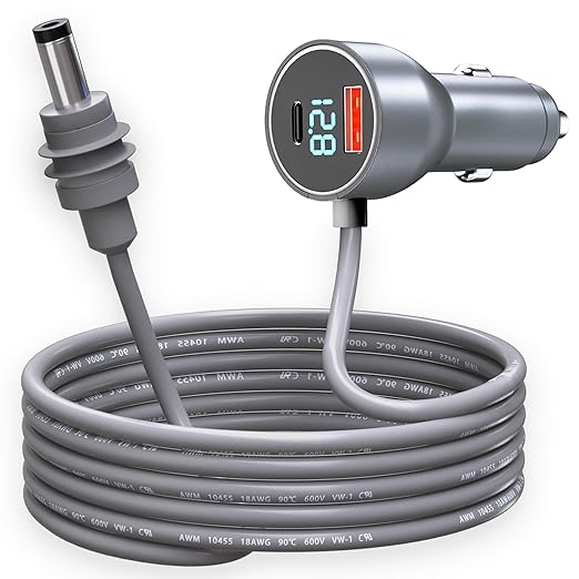 Starlink Mini 12v Power Cord，10FT/3M Starlink Mini Power Cord with car Charger，Cigarette Lighter displays Voltage，Suitable for DC12-24V Trucks, Buses, Boats, Waterproof DC Plugs