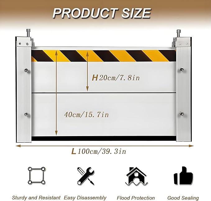 Flood Barriers for Home Exterior,Aluminum Alloy Outdoor Garage Doors Water Barriers for Flooding(H23.6Inch,L10FT)