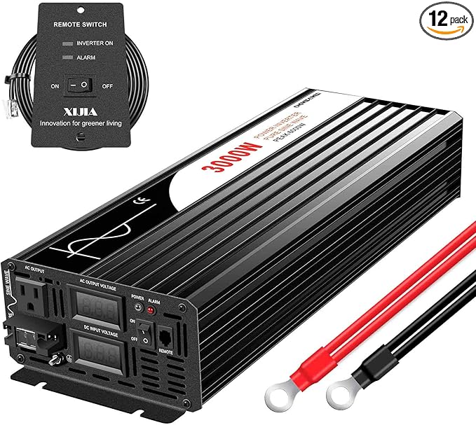 Xijia 3000W (Peak Power 6000W) Pure Sine Wave Inverter DC 36V to AC 120V 60HZ Solar Converter for Home Use car (DC36V (Range 30V-45V) 3000W)