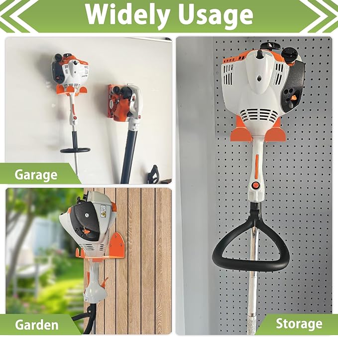 Trimmer Rack Wall Mount Heavy Duty Weedeater Hanger for Garage Wall Bracket Garage Organizer Weed Eater Hanger for Grass Trimmer, Garden Tools 3 Pack