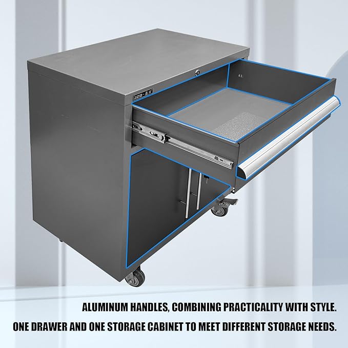 JZD Garage Storage Workbench Set, Metal Industrial Strength Tool Storage System, Rolling Chest Included, for Machine Shop Production Area