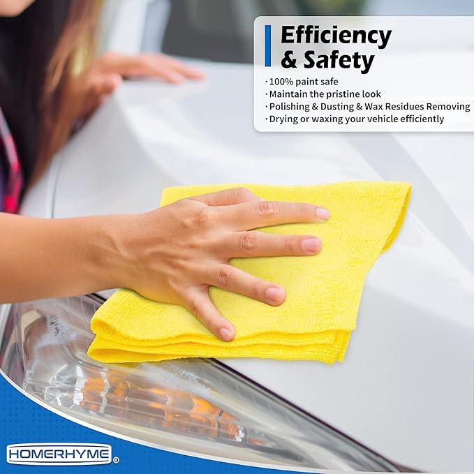 HOMERHYME Microfiber Towels for Cars, 24 Pack Microfiber Cleaning Cloths, 11.5"*11.5" Cleaning Rags Towels Bulk Absorbent Lint-Free, All-Purpose for Detailing, Office, Household Cleaning