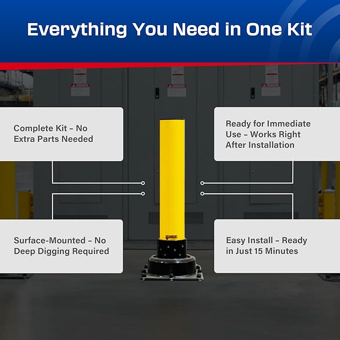 Impact Recovery - SlowStop Steel Rebounding Bollard - Metal Post - Safety Bollard - Made in the USA - 6" x 42"