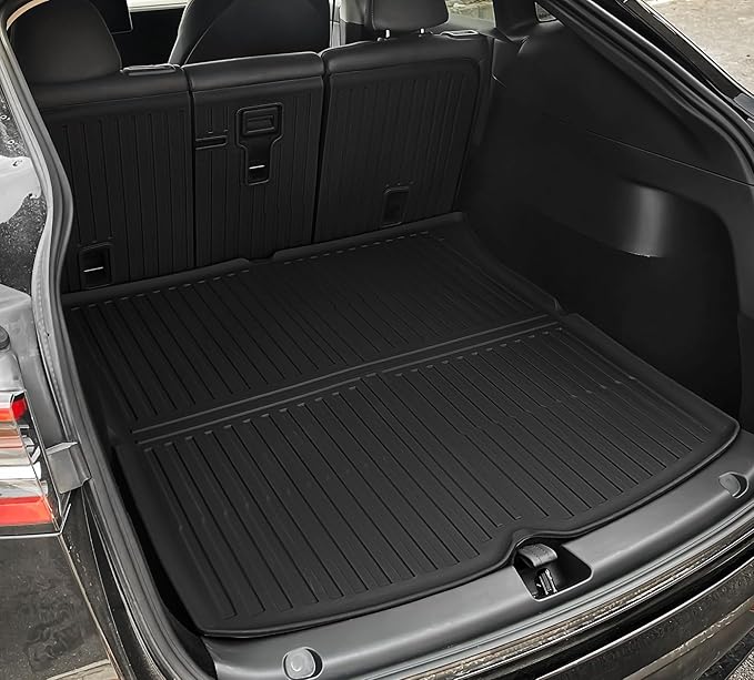 OEDRO Floor Mats & Trunk Mat with Backrest Fits for Tesla Model Y 5-Seat 2024-2020 Custom Fit All Weather Durable TPE Automotive Interior Cargo Liners Trunk Mat Accessories for Model Y (NOT 7-Seat)