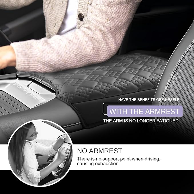 LUWU Center Console Cover Compatible with 2025 Nissan Armada Accessories 2025 Armada SV/SL/Platinum Armrest Cover Armrest Console Cover (Thick Black)