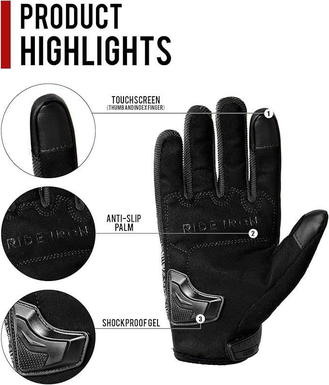 BORLENI Motorcycle Gloves Motorbike Glove for Men Women Full Finger Knuckle Protection Touch Screen Cycling ATV Hiking Riding