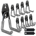 3-H Garage Wall Hooks 10 Pack, Heavy Duty Garage Hooks with Extra Welding Spots, Wall Mount Storage Organizer for Hanging Garden Lawn Tools, Chair, Shovel, Blower, Toolkit (Grey)
