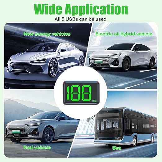 GPS Digital Speedometer for Car MPH, Universal HUD Speed Meter with LED Large Font Head Up Display Car Accessories with USB Cable Plug Play for Truck Motor SUV Golf Cart All Vehicles (X1 Speedometer)