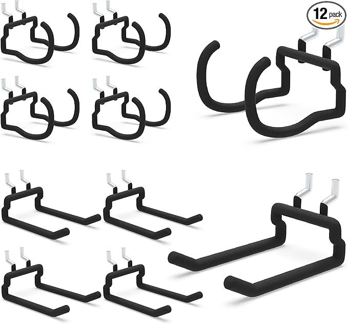 Heavy Duty Pegboard Hooks 10PC - Black Peg Board Hooks for Hanging Tools, Drill Holder, Only Fits 1/4" Peg Board, Ideal for garages, workshops, Craft Rooms, Retail Stores