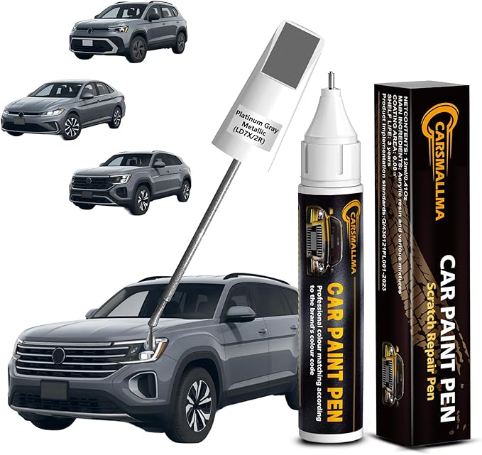 LD7X/2R Platinum Gray Metallic Car Touch Up Paint for Volkswagen, Color Accurate Car Paint Scratch Repair Pen Kit Quick & Easy Fix Vehicle Chips and Automotive Nicks Scuff