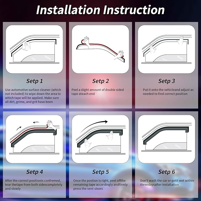 Rain Guards Side Window Visor Vent Outside Mount, 4PCS Fits for Honda Civic 4 Door Sedan 2016 2017 2018 2019 2020 2021 Model Only