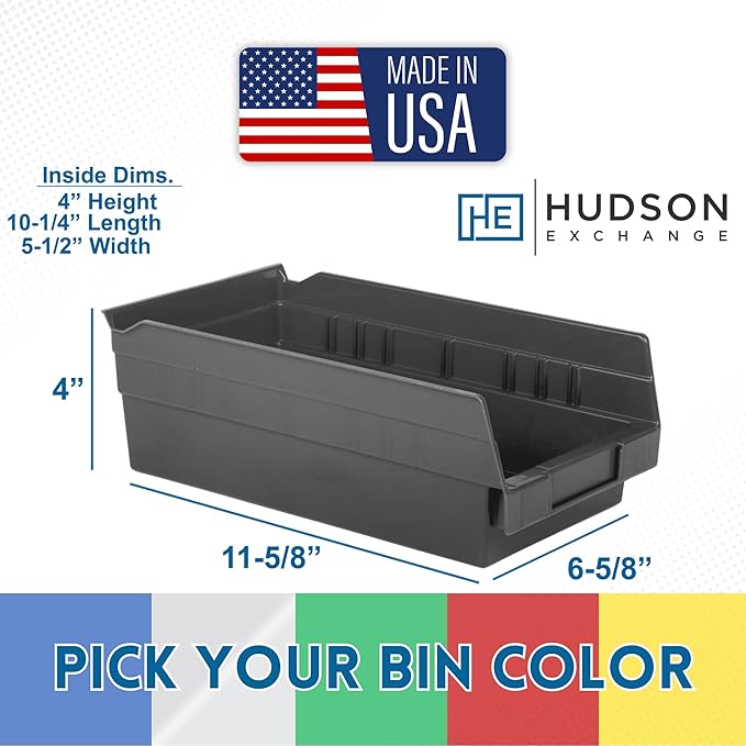 Hudson Exchange 36x14x33, 4-Tier (20 Bins Included), Industrial Wire Shelving Unit with Storage Shelf Bins, Chrome Rack (Clear)