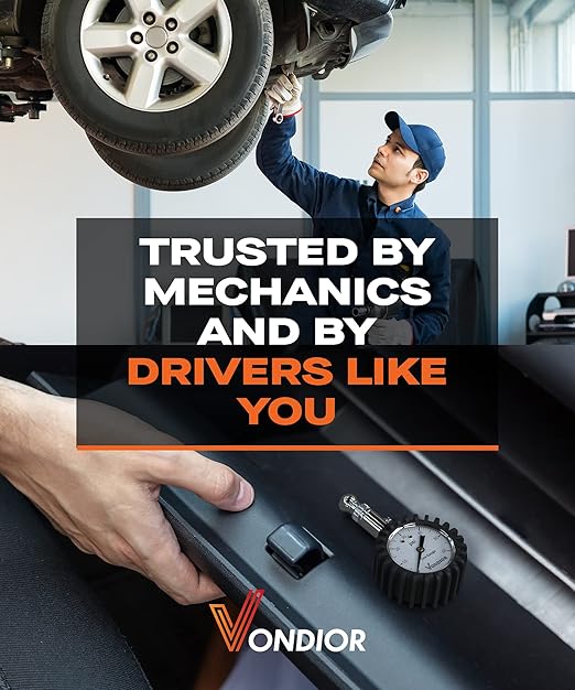 Tire Pressure Gauge - (0-60 PSI) Heavy Duty, Certified ANSI Accurate with Large 2 Inch Easy to Read Glow Dial, Low - High Air Pressure Gauge. Tire Gauge for Car and Trucks Tires by Vondior