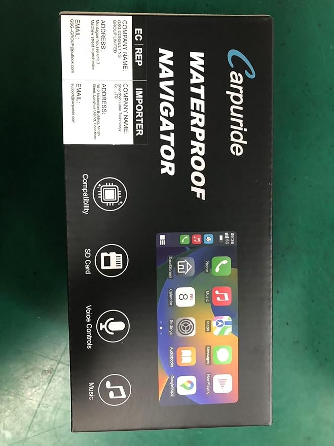 Carpuride W603D Motorcycle GPS Carplay Screen, Wireless CarPlay & Android Auto for Moto, with HD 1080P Dual Cameras, Remote Control，6.3" Waterproof Touchscreen, BT Aduio, Loop Recording, Navigation