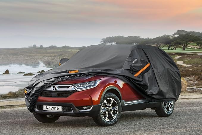 Kayme 7 Layers SUV Car Cover Custom Fit for Honda CRV CR-V (1995-2025), Waterproof All Weather for Automobiles,Rain Sun UV Protection.Black