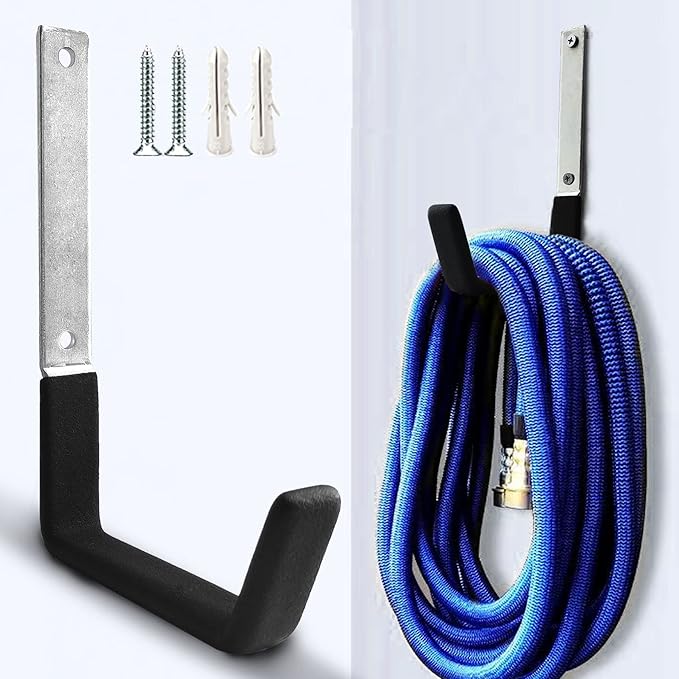 Heavy Duty Steel Hooks ,Garage Storage Utility Hooks,Heavy Duty Tool Organizer,Steel Wall Mount Hooks, Hose Hanger, Steel Garage Garden Hooks (2)