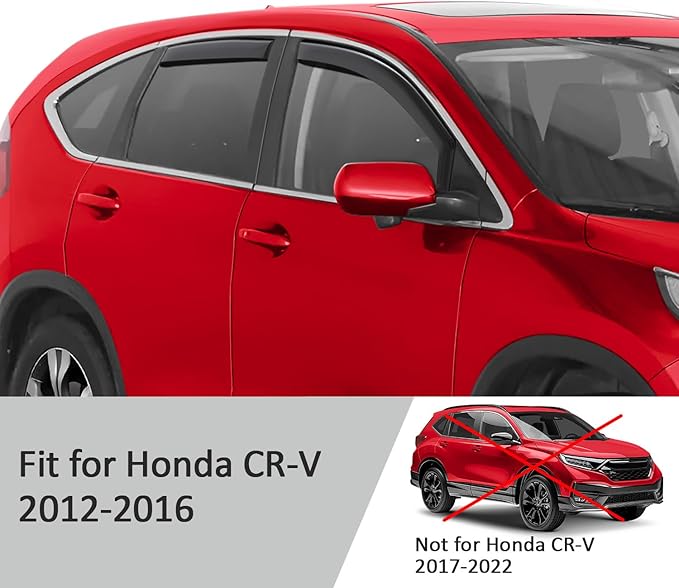 Voron Glass in-Channel Extra Durable Rain Guards for Honda CR-V 2012-2016, Window Deflectors, Vent Window Visors, 4 Pieces - 200562