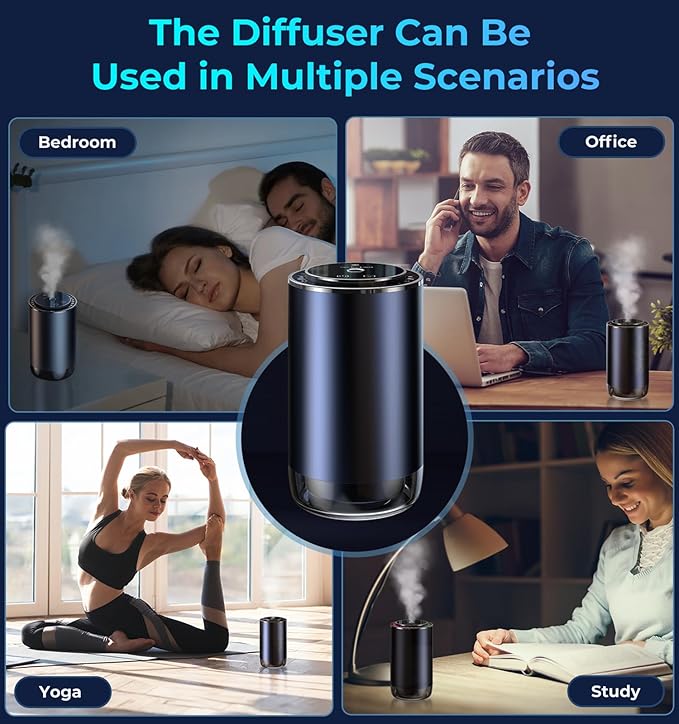 Drift Car and Home Diffuser Smart Air Freshener, Auto On/Off, Cordless & Portable, Works Silently, Refill Oil Aroma with 120Days Long-Lasting Scent, Travle Gifts for Men, Easter's Day-Forest