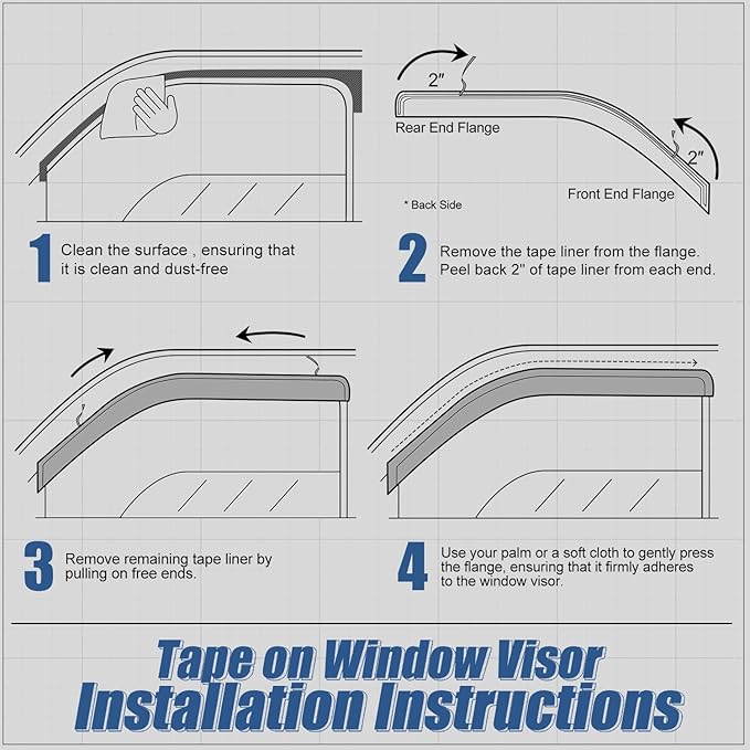 Auto Dynasty 4Pcs Carbon Fiber Pattern Window Visors Compatible with 2005-2015 Nissan Xterra, Tape-On Front & Rear Window Deflectors Rain Guards Sun Wind Air Side Vent Shade, Glossy Black