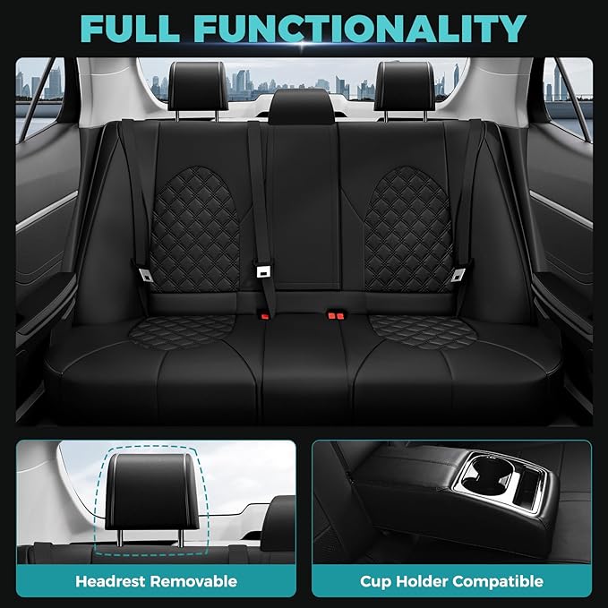 for Toyota Camry Seat Covers XLE XSE V6 2018 2019 2020 2021 2022 2023 2024 - Custom Fit Car Seat Covers Full Set, Breathable Waterproof Leather Seat Covers for Cars, Black Not for Hybrid