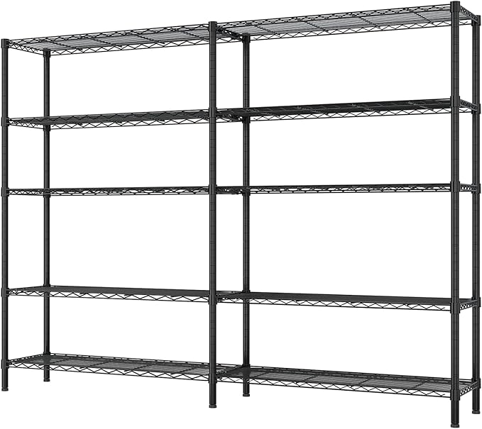 VINGLI 70" W Storage Shelves 1600LBS Heavy Duty Metal Shelving, Upgraded 5 Tier Garage Shelving Unit, Adjustable Wire Shelf for Storage Rack Commercial Pantry Shelf Organizer, 69.8"W × 15.8"D × 71"H