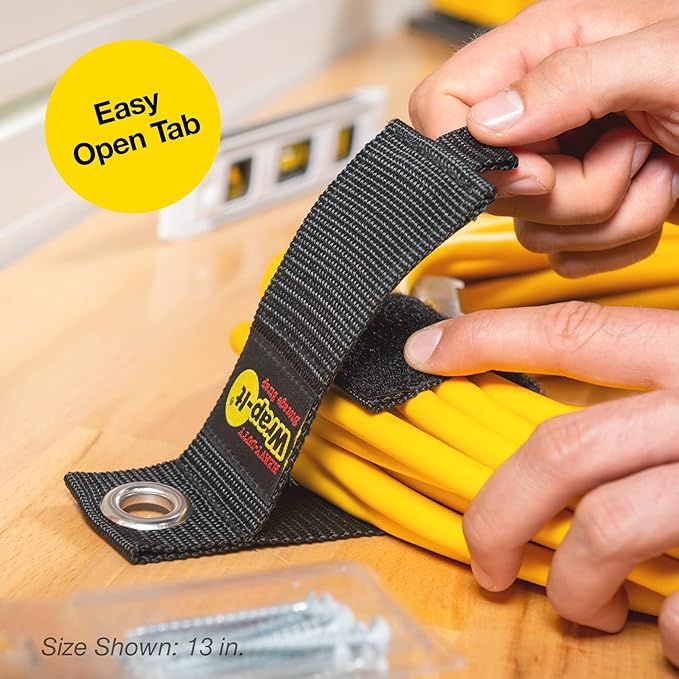 Heavy-Duty Wrap-It Storage Straps - Assorted 9-Pack - Extension Cord Hanger Cord Straps for Garage Storage and Organization