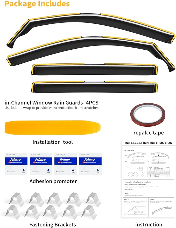 in-Channel Window Rain Guards Fit for Volkswagen Tiguan 2018 2019 2020 2021 2022 2023 2024 2025 Extra Durable Window Deflectors Window Visors Vent Shades Vent Visors Car Accessories-4 pcs Q25