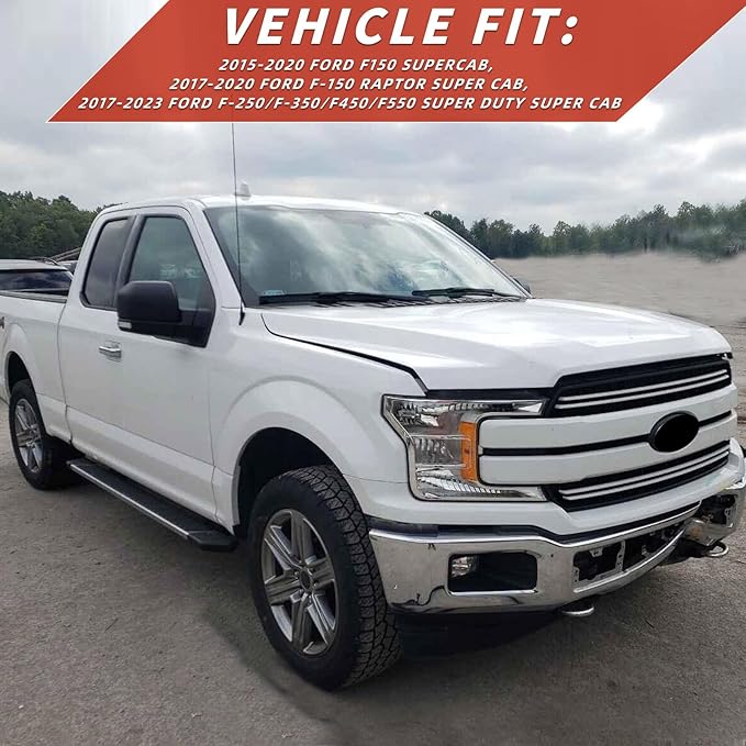 in Channel Rain Guards Fit for 2015-2020 Ford F150 Super Cab, 17-20 F150 Raptor, 2017-2023 F250 F350 F450 F550 Extended Cab Window Wind Deflectors, Vent Window Visors Shades
