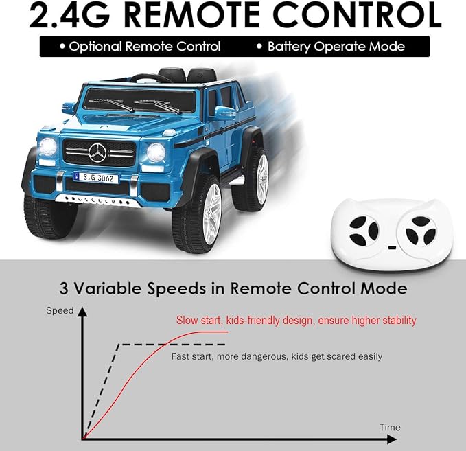 HONEY JOY Ride On Truck, Licensed Mercedes-Benz Maybach G650 Battery Powered Ride On Toys Car w/Remote Control, LED Lights, Music, Slow Start, 12V Electric Cars for Kids, Gift for Boys Girls (Black)