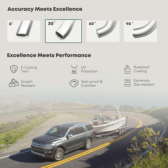 YHTAUTO 5 Inch Running Boards Side Step Bars Fit for 2019-2024 Chevy Silverado & GMC Sierra 1500/2500 HD/3500 HD - Crew Cab (6.5' Standard Bed Only), 304 Stainless Steel Oval Bent Truck Step Rails