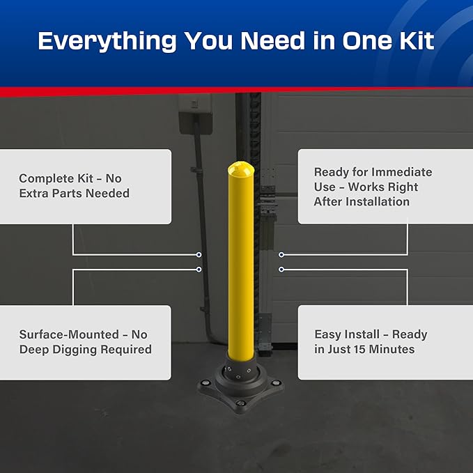Impact Recovery - SlowStop Steel Rebounding Bollard - Metal Post - Safety Bollard - Made in the USA - 4" x 42"