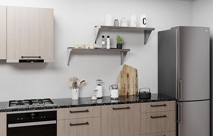 AmGood 36" Long X 12" Deep Stainless Steel Wall Shelf | NSF Certified | Appliance & Equipment Metal Shelving | Kitchen, Restaurant, Garage, Laundry, Utility Room