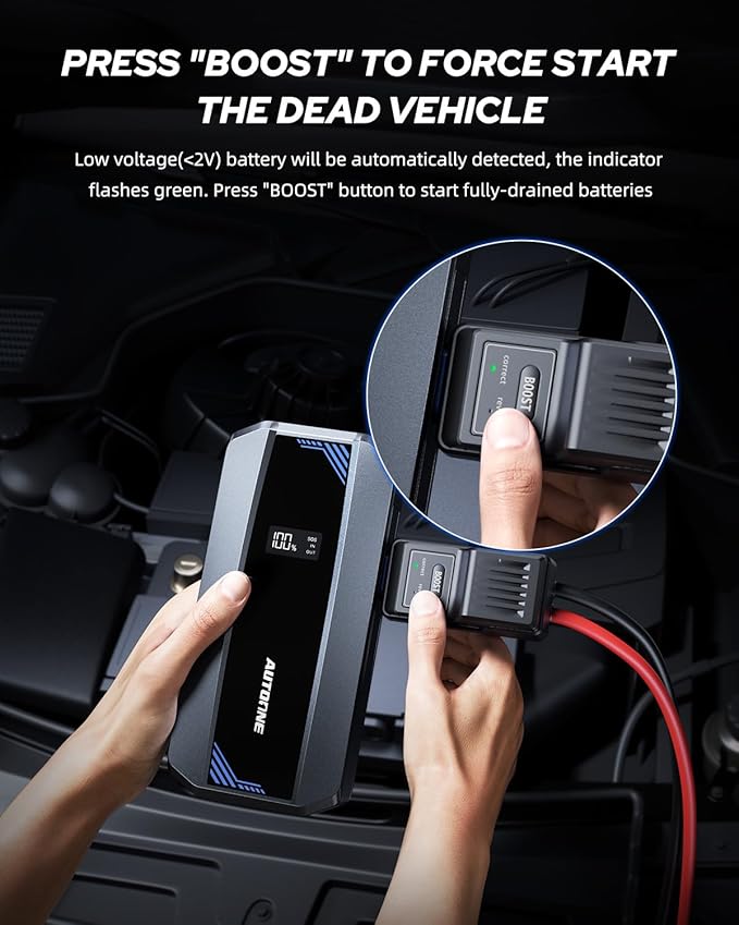 AUTOONE Car Jump Starter 5800A Battery Booster, Portable Battery Pack for All Gas 10L Diesel, 12V Jump Box with Smart Jumper Cable for Car Battery, Vehicle Lithium Starter, LCD Display, w/LED Light