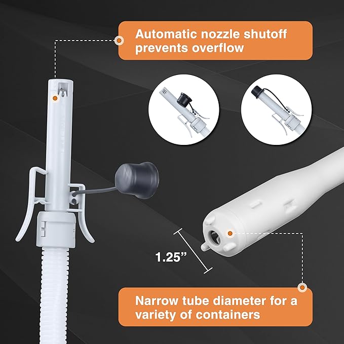 Battery Powered Stick Fuel Transfer Pump, 3.2 GPM, 51 Inch Transfer Length, Self-Hooking, For Transferring Gasoline, Kerosene, Diesel, and Non-Potable Water, Battery Powered Sump Pumps