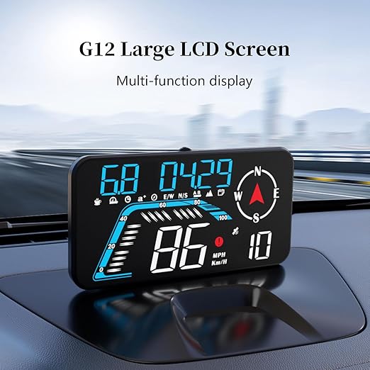 Head Up Display G12, A Car Head Up Display with Multifunctional Mileage Display, Suitable for All GPS Speedometer Models, USB Plug and Play, Easy Installation
