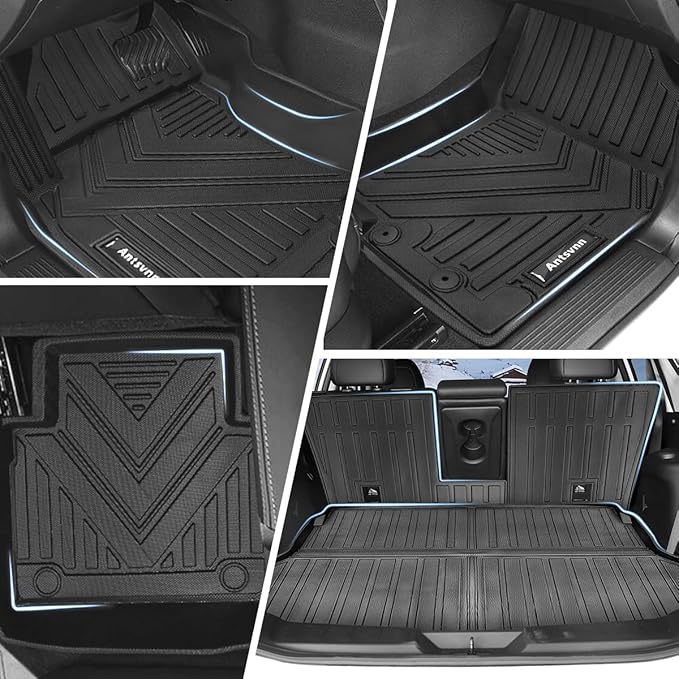 Fit for 2020-2014 Nissan Rogue Floor Mat Backrest Mat Cargo Liner, All-Weather Rear Floor Trunk Liner Cargo Liner Protector Fit for Nissan Rogue Accessories 2020 2019 2018 2017-2014(Full Set)