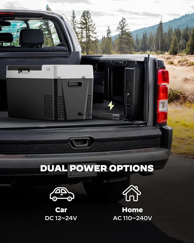 Marsail 12V Car Fridge 25QT Portable Freezer -4°F to 68°F, Compressor Cooler for Camping Travel Truck RV Home, Efficient Cooling & ECO Mode, Black