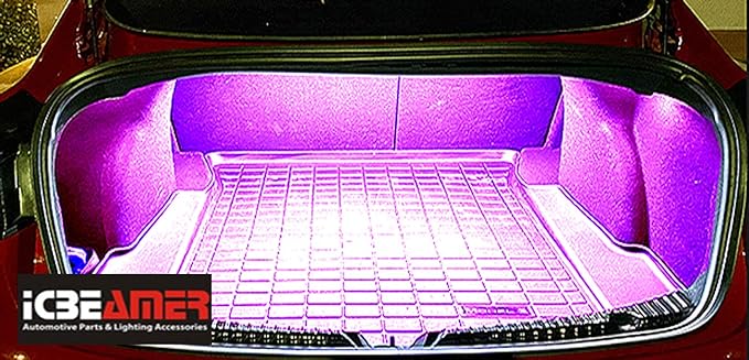 ICBEAMER 12" Purple 18SMD 2835 LED Strip Light Universal Fit Car Trunk Cargo Area or Interior Illumination