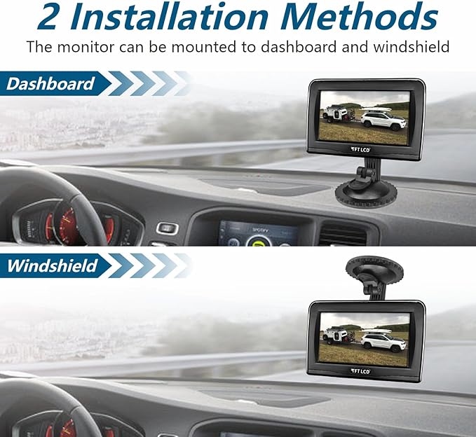 Magnetic Wireless Backup Camera with 4.3'' Monitor, Rechargeable Battery Powered Backup Camera System for Car, Trucks, RV, Trailer, Camper, IP68 Waterproof, Super Night Vision(MS-343)