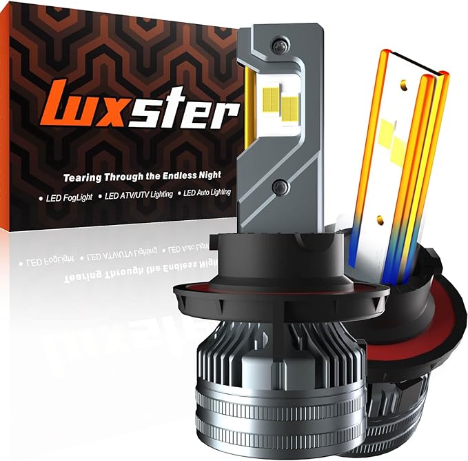 LUXSTER | Punisher H13 9008 LED Bulbs, 40000LM Ultra Bright, Triple Copper Pipes Cooling Tech(Unique), Dual Beam, Plug-N-Play Installation, 6000K Pure White Foglight, IP68 Waterproof, Pack of 2