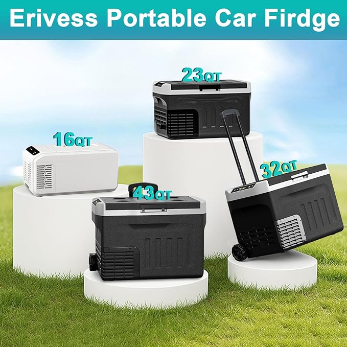 Eeivess 12 Volt Refrigerator, 16QT(15L) Portable Freezer Compressor Cooler, 12/24V DC & 110-240V AC, -4℉~68℉ Dual Mode, Car Fridge for Camping, Travel, Truck, RV, Boat