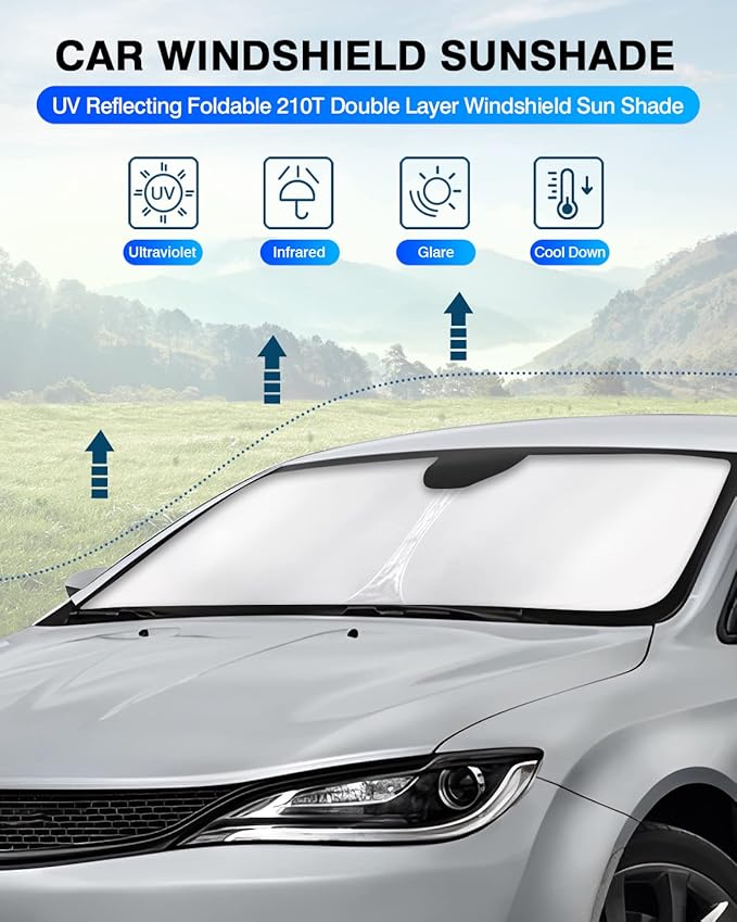 KUST Windshield Sun Shade for Chrysler 200 2011-2018 Window Shade Sun Visor Cover Foldable Blocks UV Rays Keep Your Car Cooler
