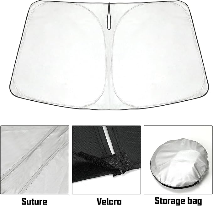 ROCCS Windshield Sunshade UV Ray Reflector Compatible with Chevy Tahoe GMC Yukon 2021-2025 Front Window Sun Shade Shield Cover Foldable Reflective Sun Visor