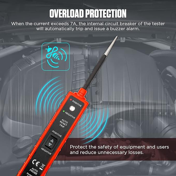CMTOOL Power Circuit Probe Tester 6V-24V DC Test Light, Automotive Circuit Tester Car Short Finder, Component Activation, Polarity Identify, Overload Protection