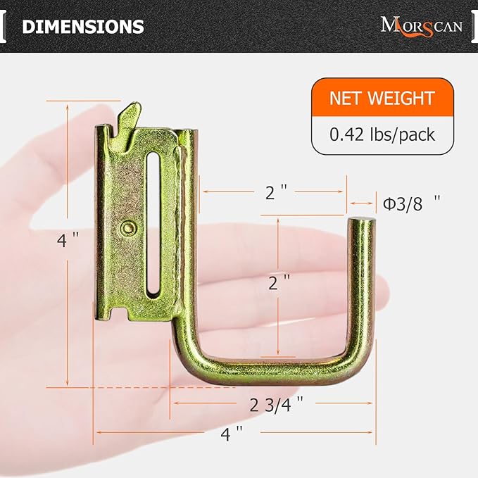 10 Pack 2" E Track J Hooks Heavy Duty Galvanized Steel E-Track Tie Down Accessories for Box Truck, Enclosed Trailer, Garage, Vans, Warehouse, Workshop