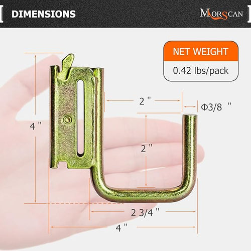 10 Pack 2" E Track J Hooks Heavy Duty Galvanized Steel E-Track Tie Down Accessories for Box Truck, Enclosed Trailer, Garage, Vans, Warehouse, Workshop