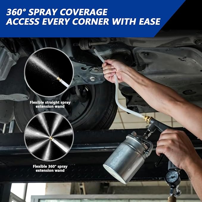 Undercoating Spray Gun Kit, Undercoating Gun for Vehicles, Truck Bed Liner Coating, Rubberized Undercoat, Car Rust Proofing Bedliner Under Coating Gun with Suction Feed Cup & Straight Spray Hose
