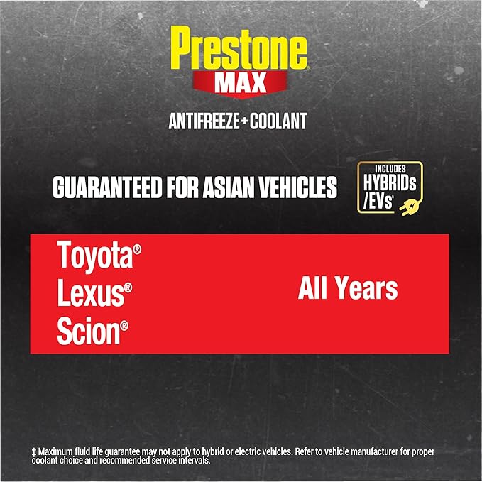 Prestone AF6210 MAX Asian Vehicles (Red) Anti-Freeze and Coolant, 1 Gallon, Pack of 6